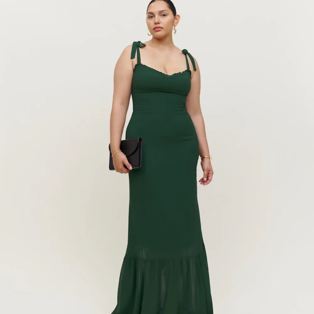 Reformation Elegant Green Maxi Dress